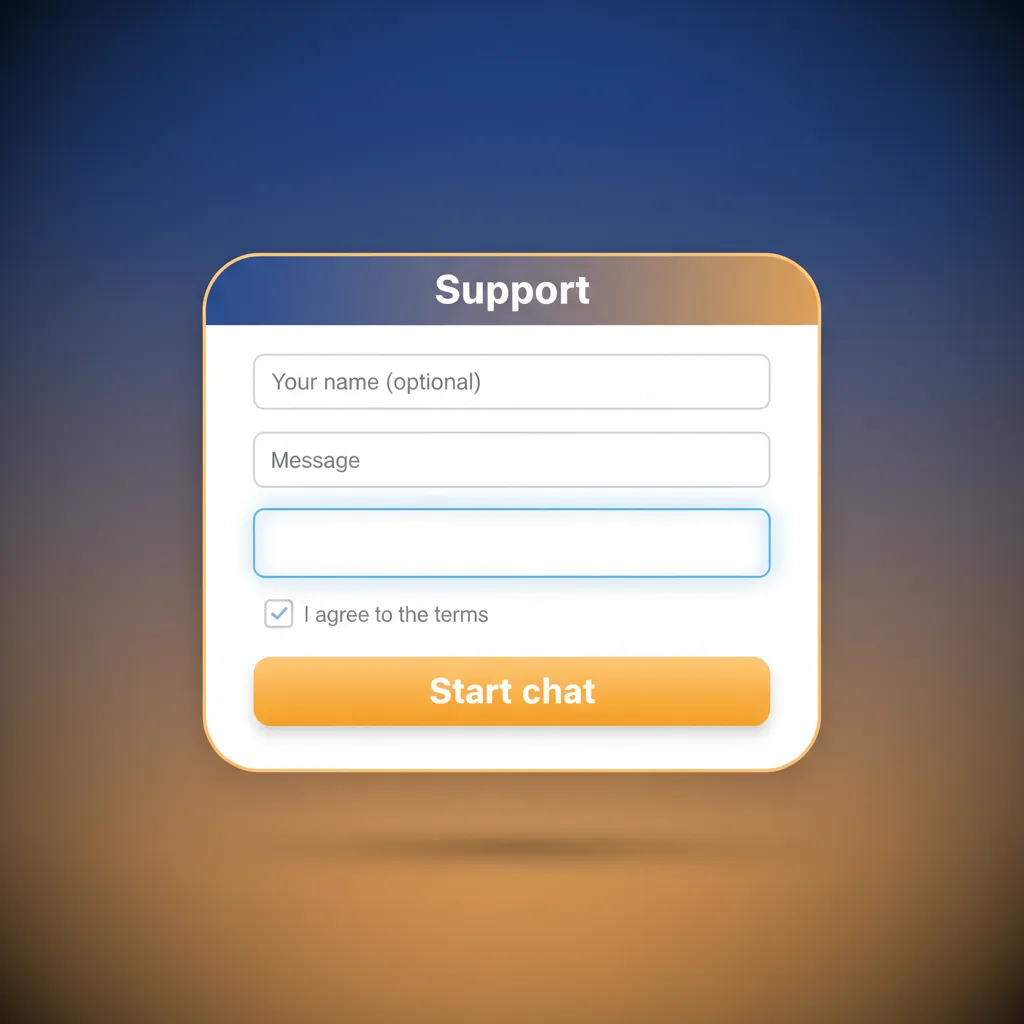 Contacts and Customer Support page with 24/7 help icons: live chat, email, Help Center/FAQ, and social channels.