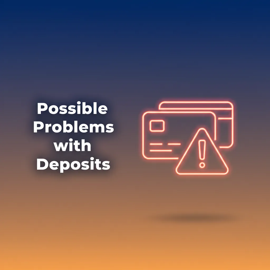 Infographic: Problems with Deposits—card declined, name mismatch, limits, pending verification, network delays, with fixes.