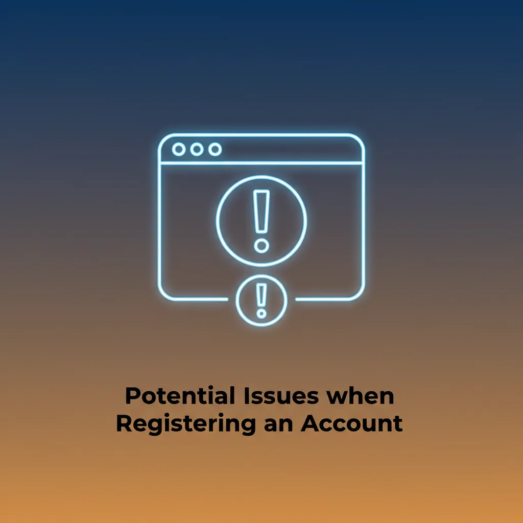 Infographic on account sign-up issues: missing email, SMS code fails, existing account, document rejections, country limits.