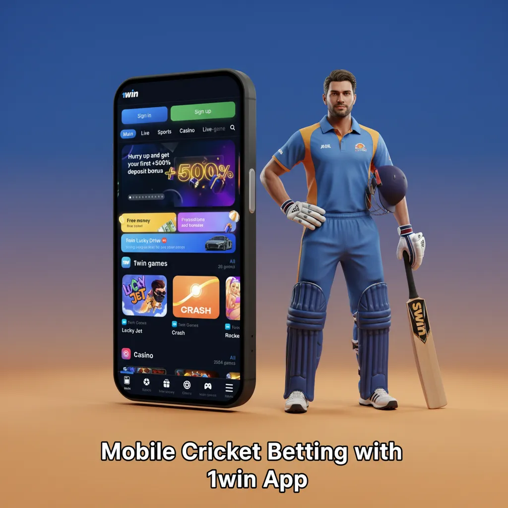 1win mobile cricket betting app on Android and iOS, showing live odds and quick bet slip on smartphone screens.