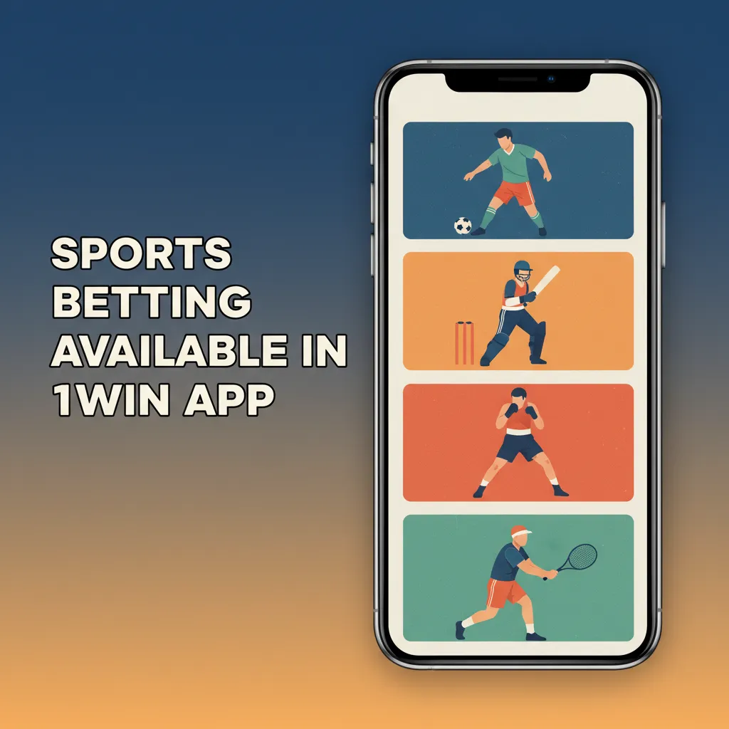 1win app showing live betting odds for football, tennis, basketball, cricket, esports, MMA, table tennis.