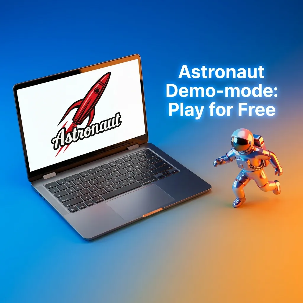 Astronaut game demo mode interface showing virtual credits for risk-free practice play before betting real money