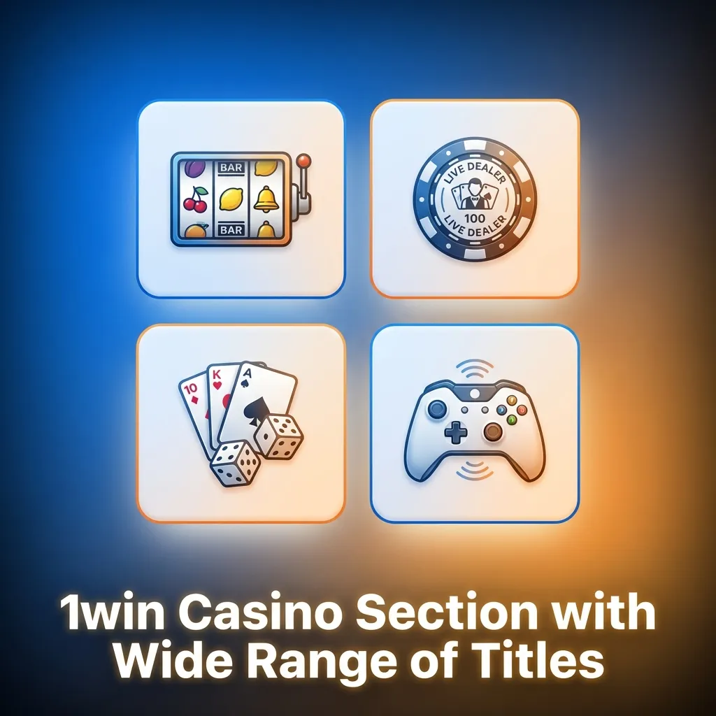 1win casino interface displaying slots, live dealer games, and crash games for Indian players