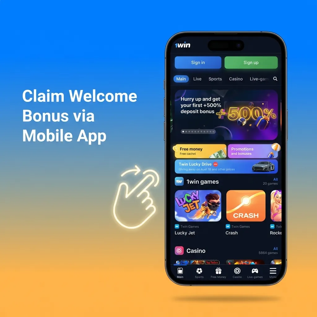 Mobile app interface showing welcome bonus activation steps with deposit section and bonus credit confirmation