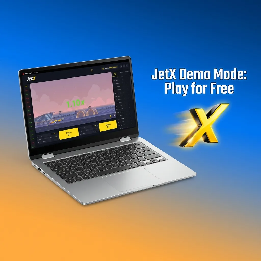 JetX demo mode interface showing virtual credits and multiplier display for risk-free practice play