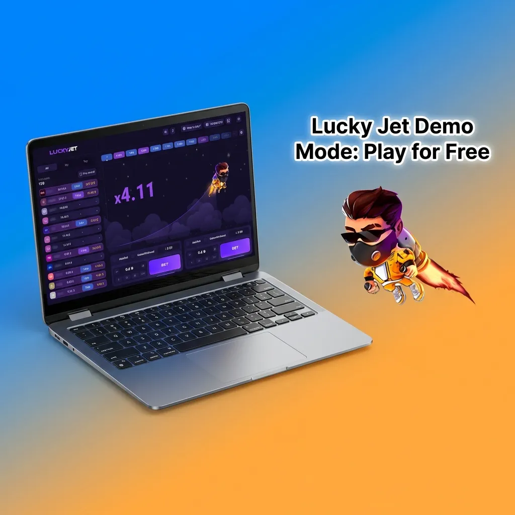 Lucky Jet demo mode interface showing free play option with virtual credits and identical gameplay mechanics