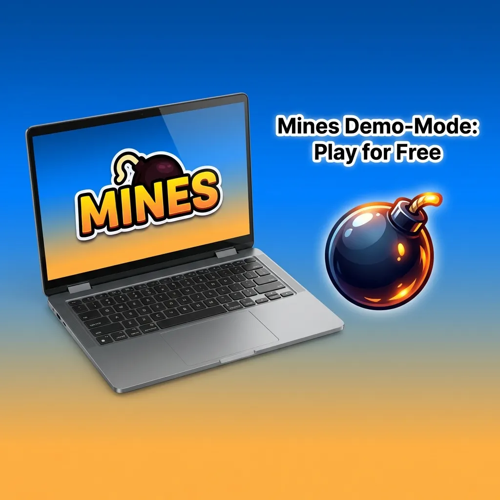 Player testing Mines game in free demo mode with virtual credits on screen