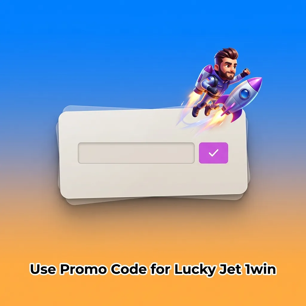 Lucky Jet 1win promo code JETWIN entry screen showing registration bonus and cashback offers for new players