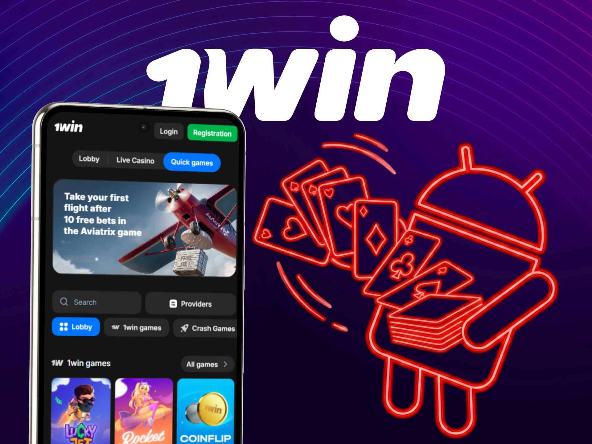 Download the 1win Casino app for Android and begin winning.