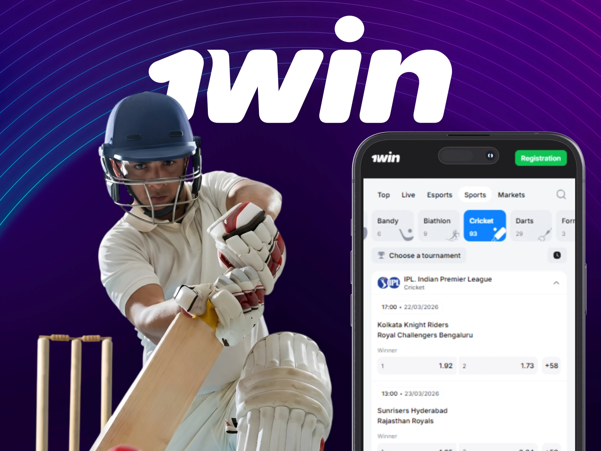 Download the 1win App to start mobile cricket betting today.