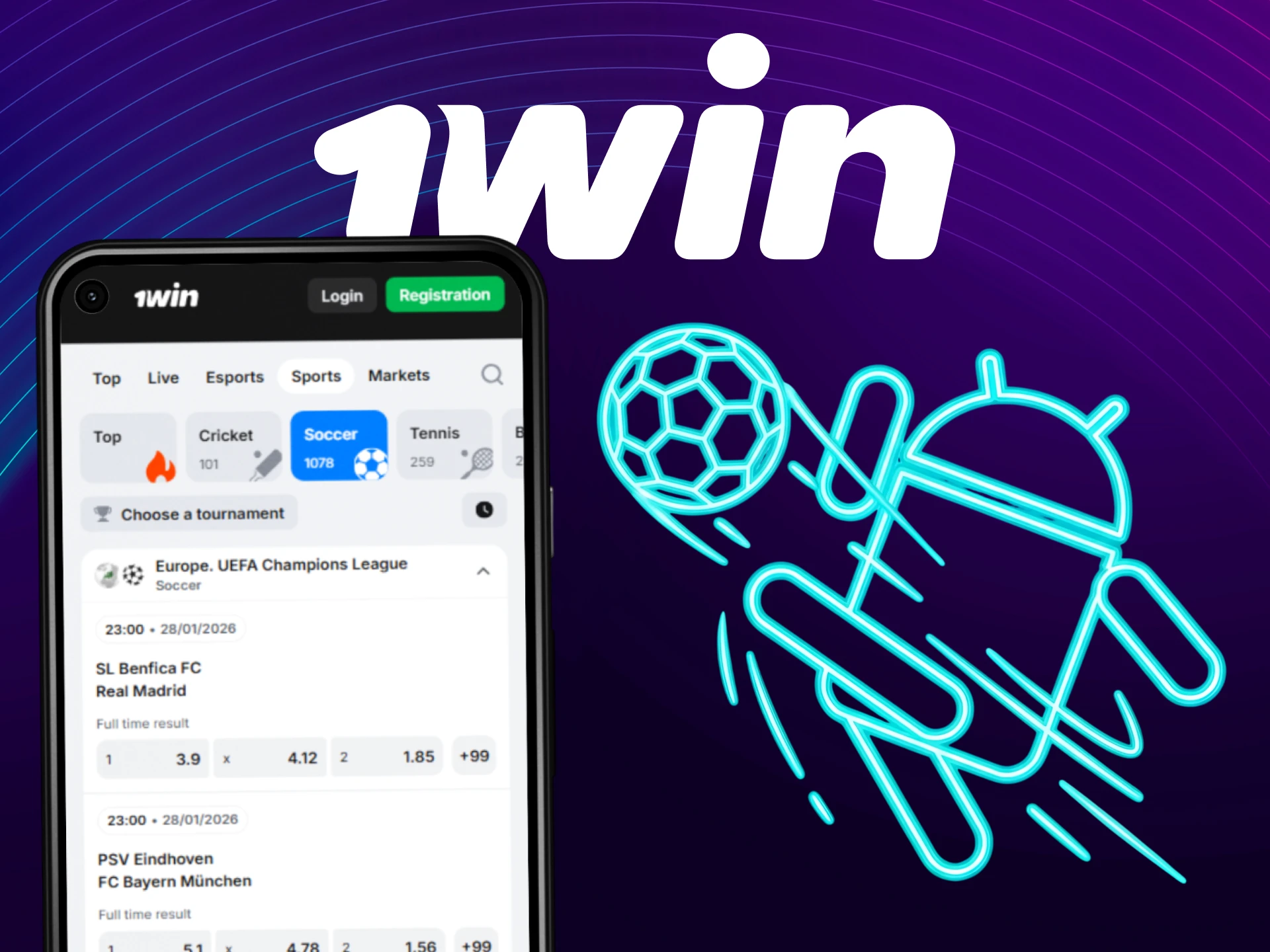 Download the 1win website application for Android and make secure betting.