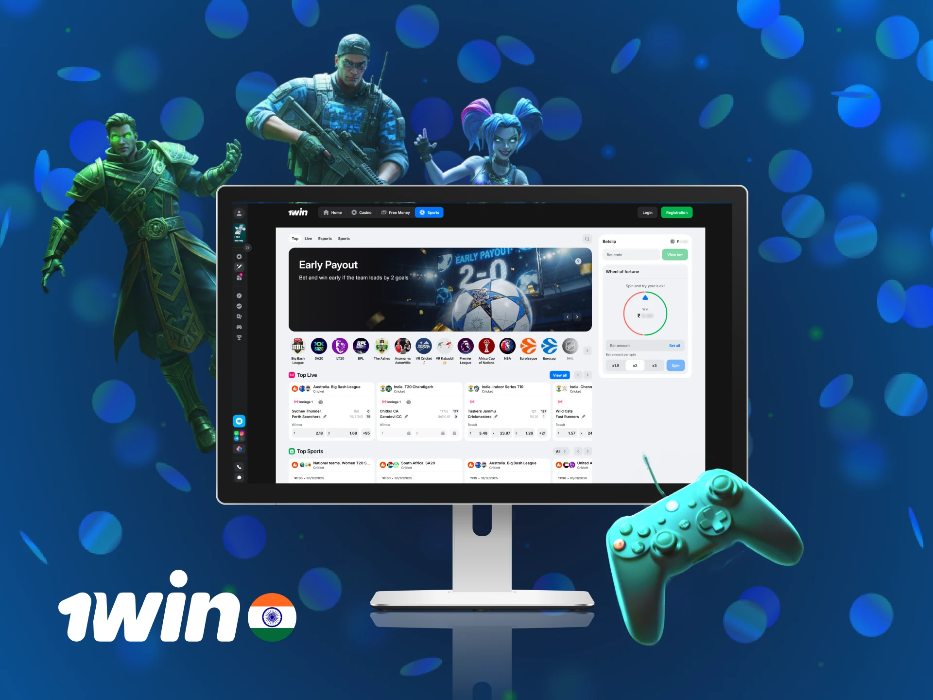 Bet on competitive eSports tournaments through the 1win India platform.