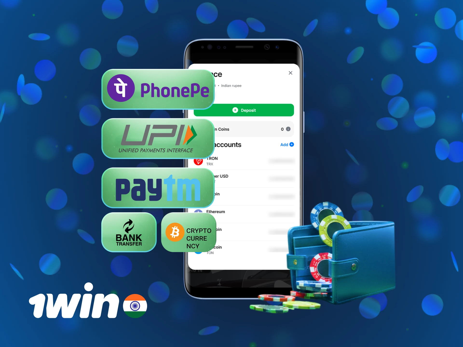 Use secure payment methods in India after the 1win registration.