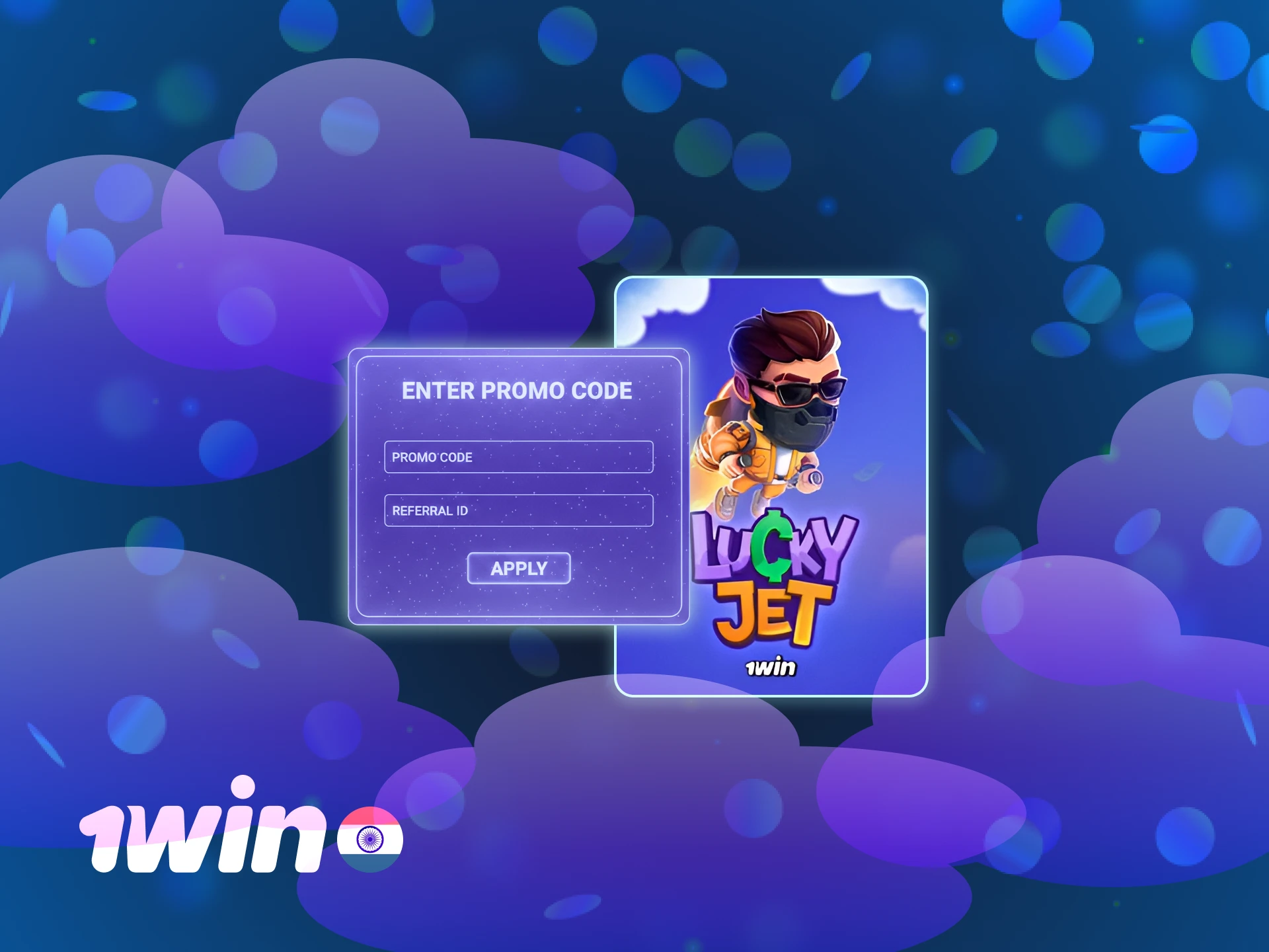 Activate a 1win promo code to play the Lucky Jet game.