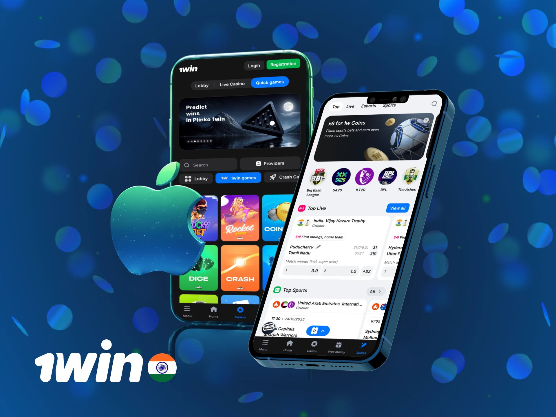 Install the 1win iOS application to play your favorites.