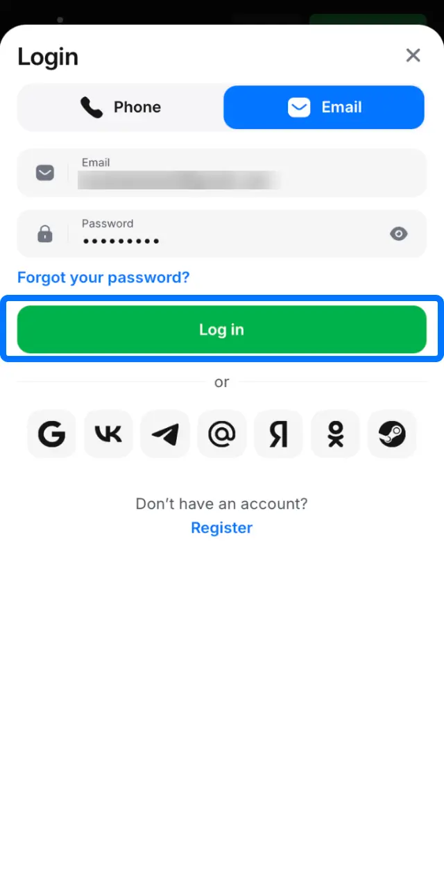 Tap the confirmation button on 1win app to access your account and start betting.
