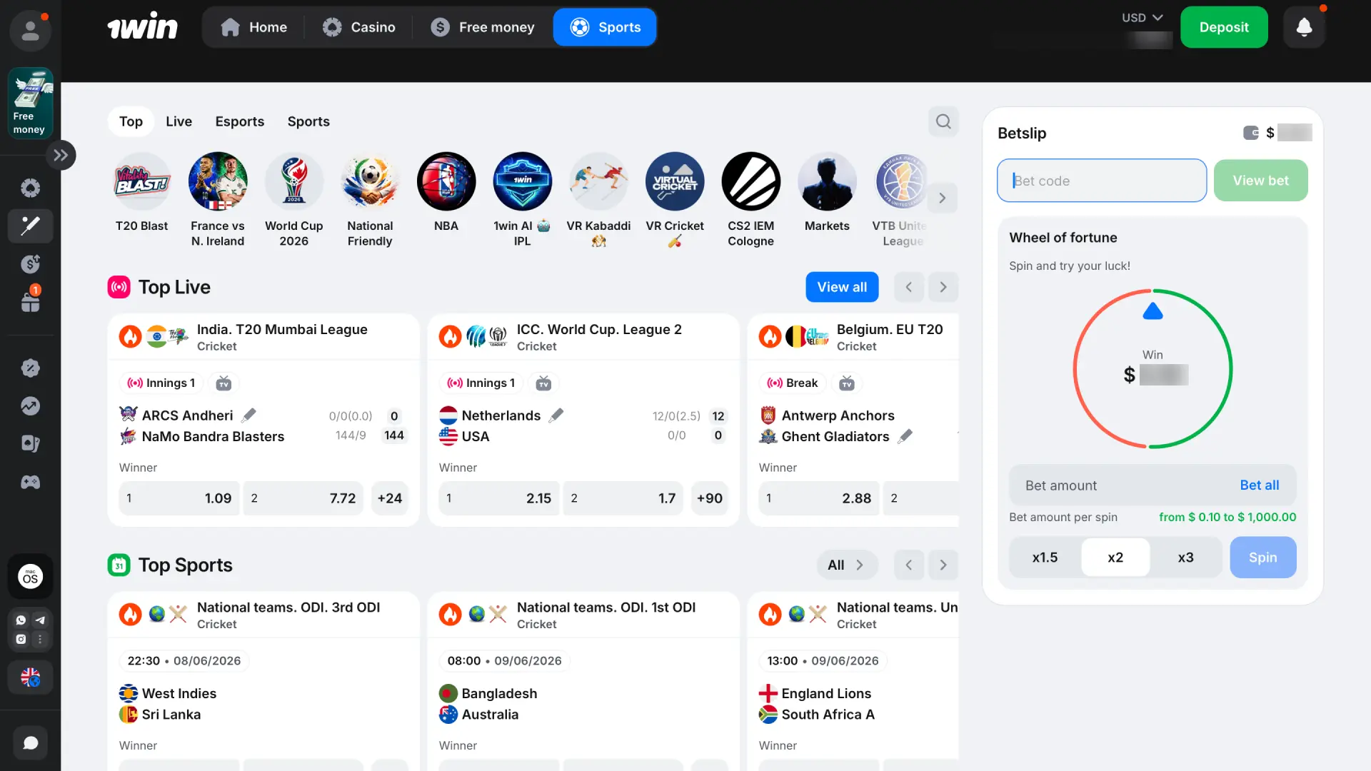 Click the Place a Bet button on this page to access the 1win sportsbook and start betting.