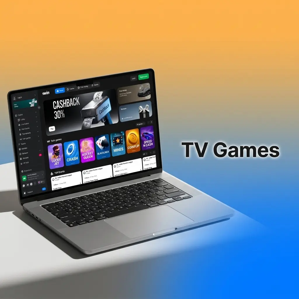 TV Games section on 1win with live broadcast casino betting, hosted by on-screen presenters conducting wheel, lottery, and bingo rounds