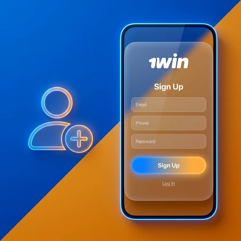 1win India registration steps showing sign-up form with four methods including email, phone, and social media options